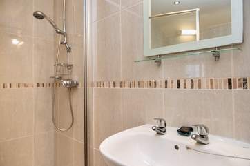 The bathroom also has a fitted shower.