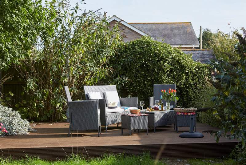 The gorgeous deck is perfect for al fresco dining.