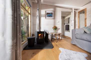 The warming wood-burner ensures year-round cosiness.