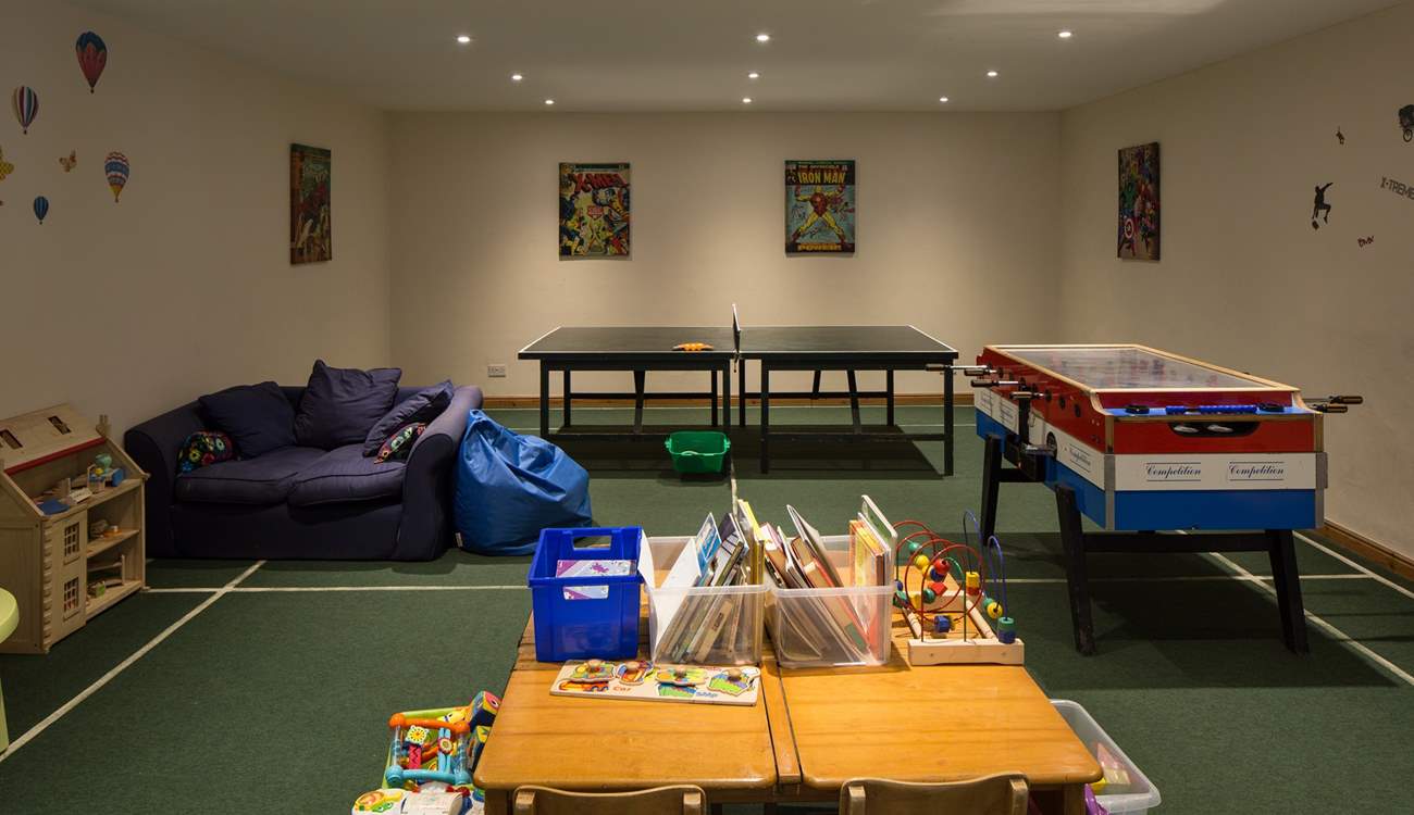 The communal games-room for the younger members of the group is a godsend on a rainy day.
