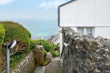 Take the steps down to the barbecue-area from the car park.