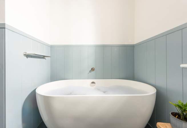 It boasts a gorgeous standalone bathtub.