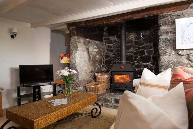 The wood-burner will keep you warm during cooler months.