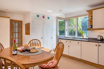 The kitchen opens up to the fabulous garden.