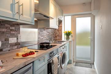 The stylish galley-style kitchen.