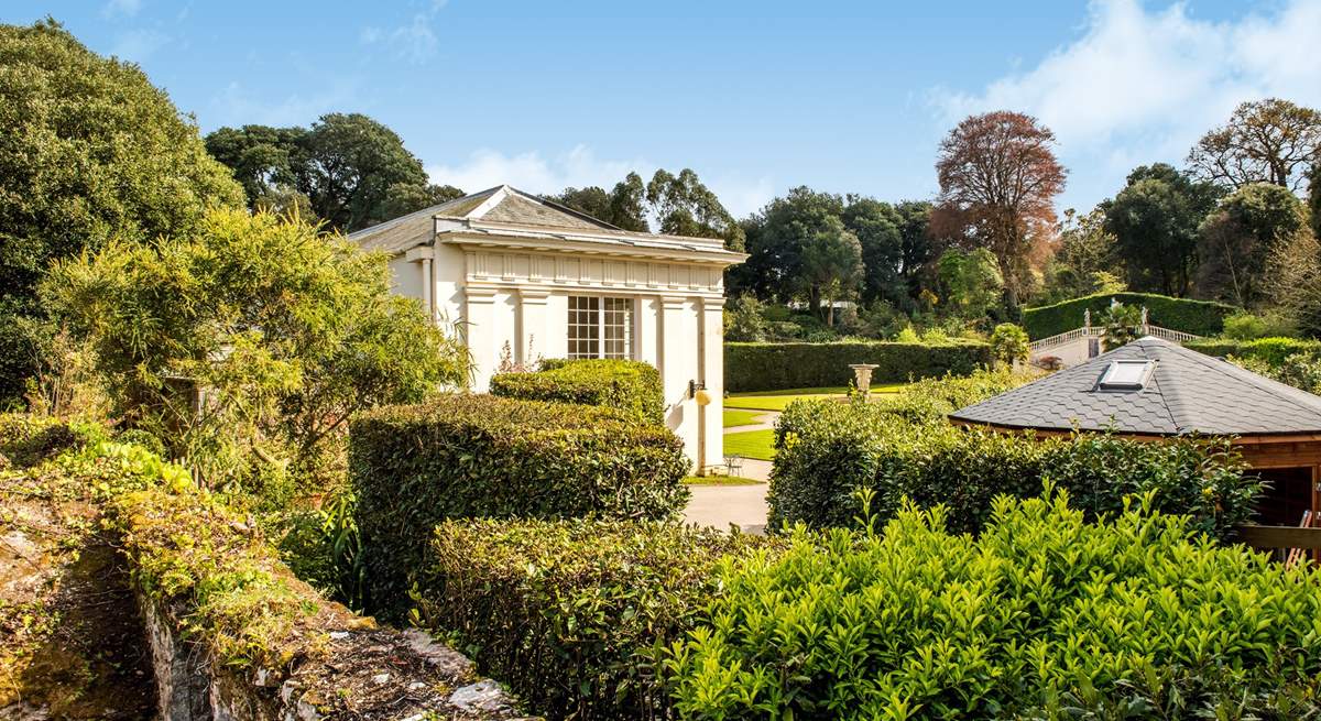 From the raised decking area you can see look across the park to The Orangery.