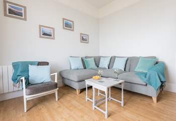 This newly refurbished apartment has wonderful sea views from the sitting-room.