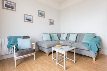 This newly refurbished apartment has wonderful sea views from the sitting-room.