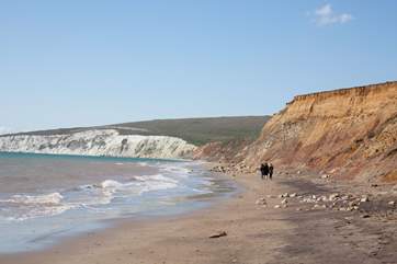 Compton Bay is within a ten minute drive, a popular spot for surfing.