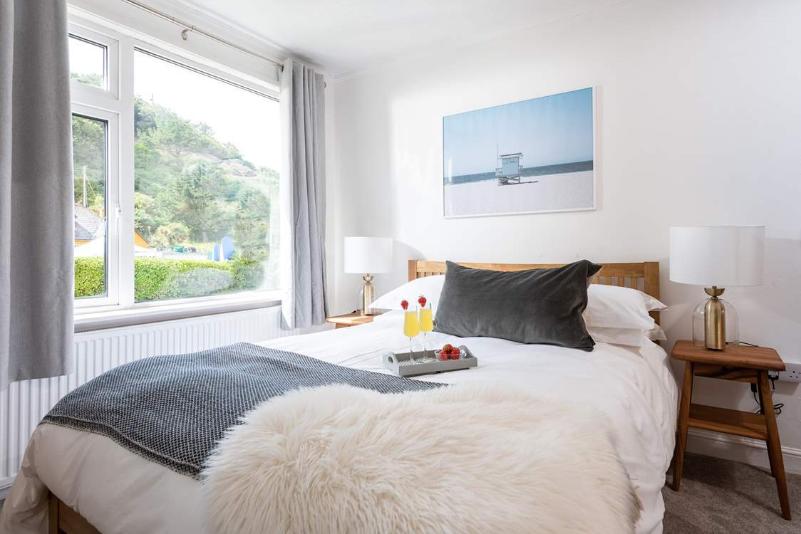 The master bedroom has a super-comfy king-size bed.