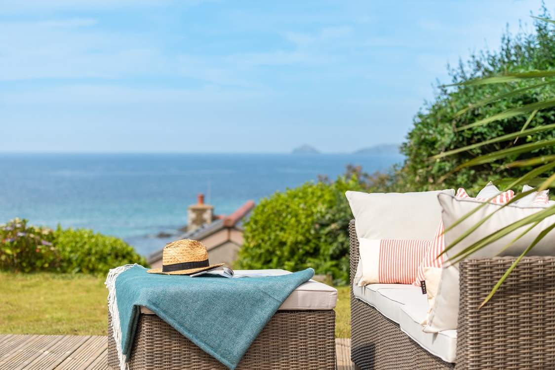 The decked terrace is the perfect spot for watching a sunset.