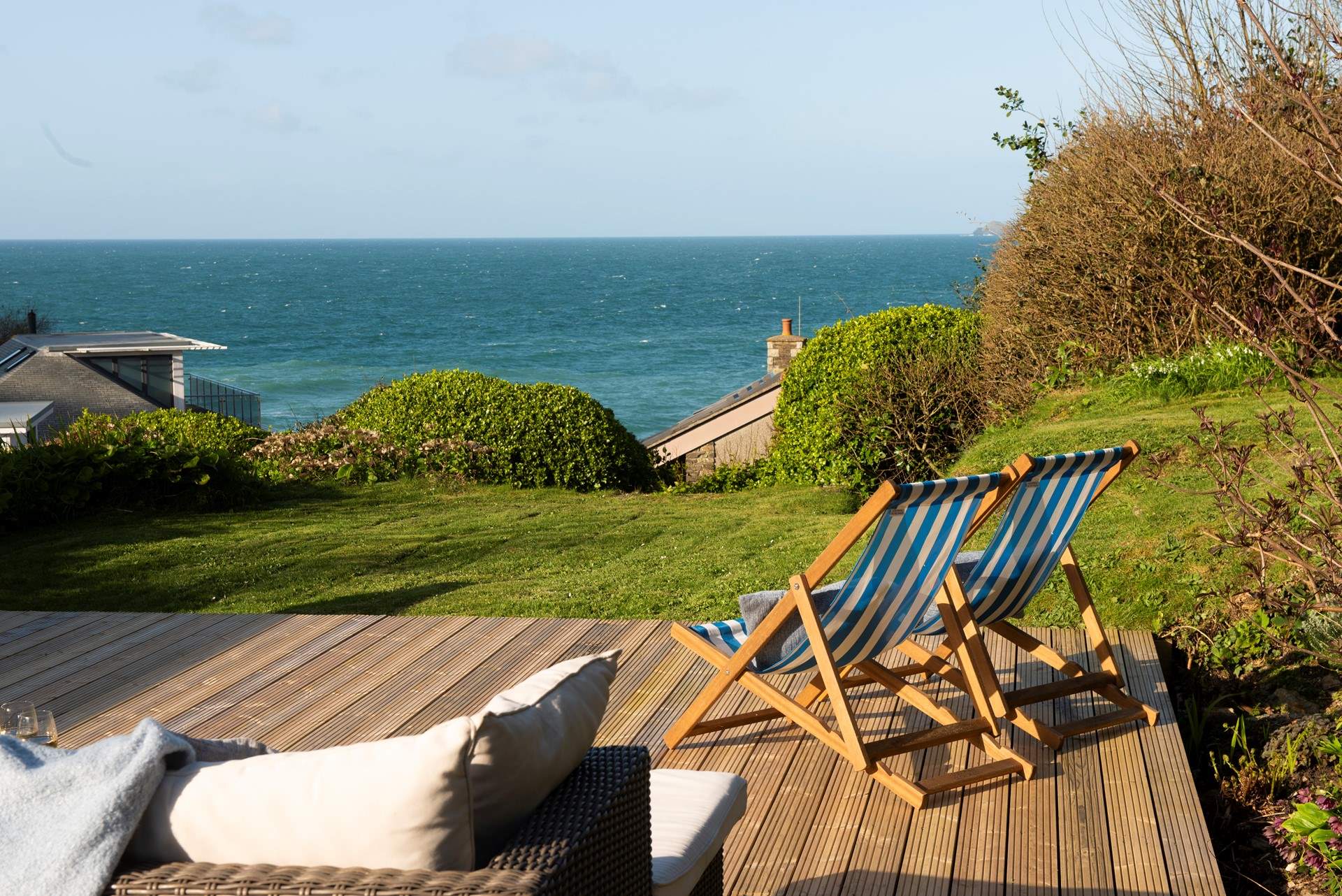 Kick back and relax on the sofa or deck chair. 