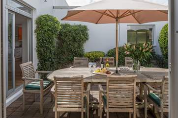 The courtyard is such a safe and relaxing place to dine, especially as the younger members of the group can't escape.