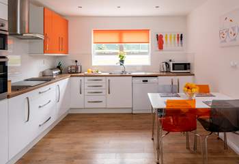A wonderfully bright and well-equipped kitchen.