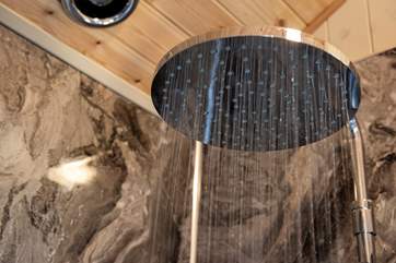 There's a large walk-in shower.