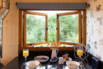 Enjoy a leisurely breakfast whilst looking out onto the orchard.