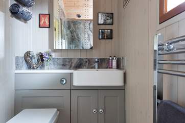 Complete with WC, wash-basin and heated towel rail.
