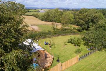 Sitting at the top of its own private orchard, there are 200 acres of ancient unspoilt woodland to explore just a stroll away down a green track.