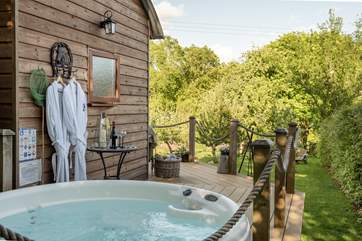 Tucked away in its own private orchard with a blissful hot tub.