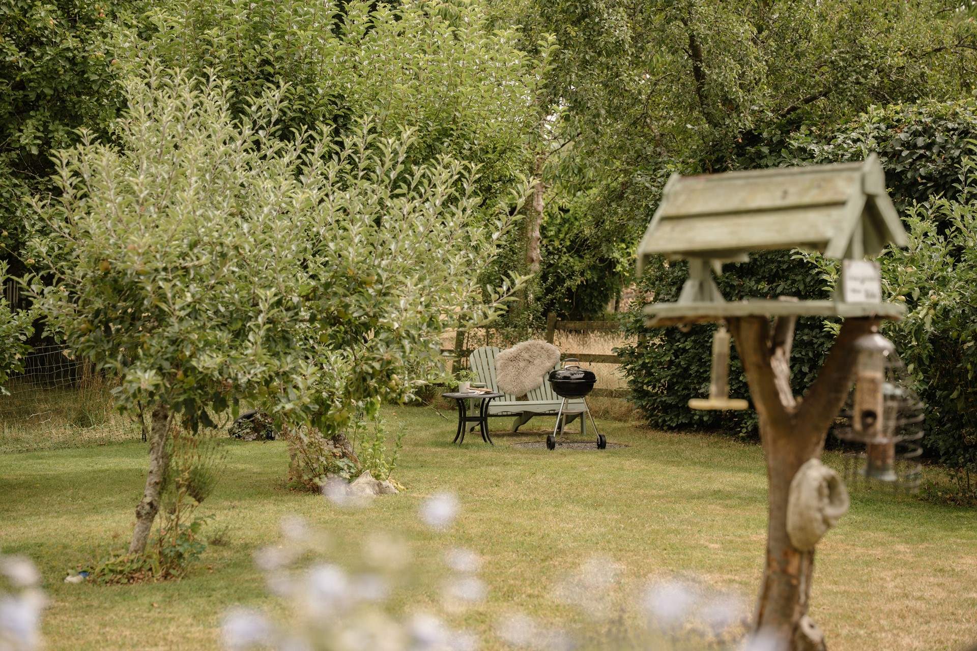 Slow afternoons are spent in the peaceful orchard.