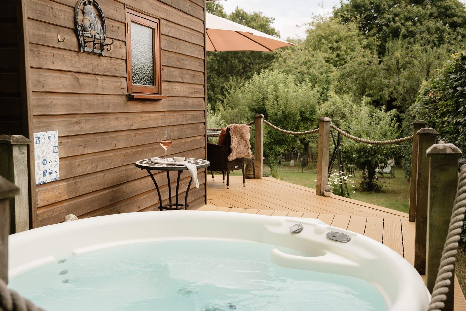 Tucked away in its own private orchard with a blissful hot tub.