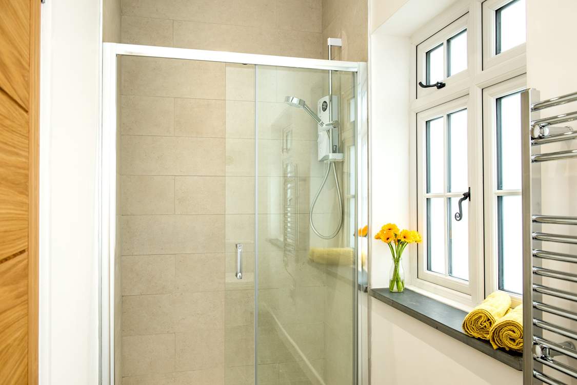 The stylish en suite shower-room.