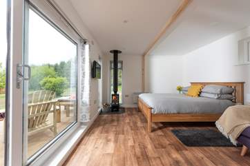 The inside is surprisingly spacious, with sliding patio doors letting the natural light in.