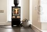 The warming wood-burner ensures year-round cosiness.