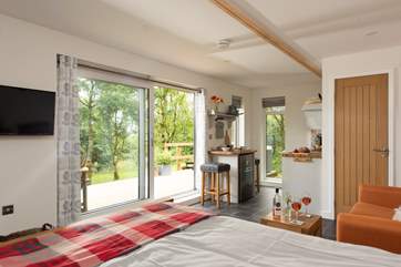 The pretty interior has been decorated with muted tones and a pop of colour here and there.