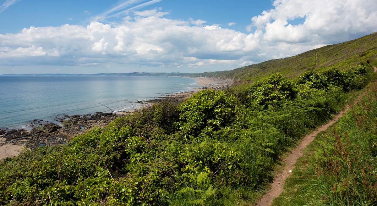 Exploring the coast path is a must -  tracks lead from the path down to the beach below.