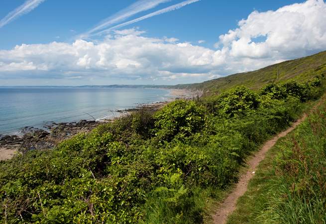 Exploring the coast path is a must -  tracks lead from the path down to the beach below.