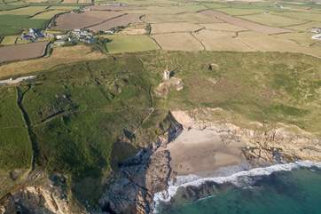 Candlelight Cottage is within the cluster of houses, above left of the mine (photo courtesy of Nick Macdonald).