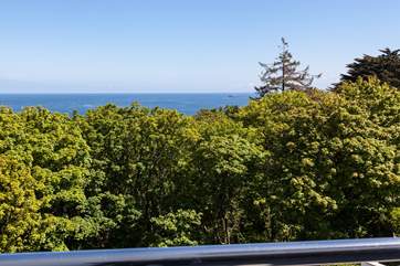 The view looks out over the woods towards Carbis Bay.