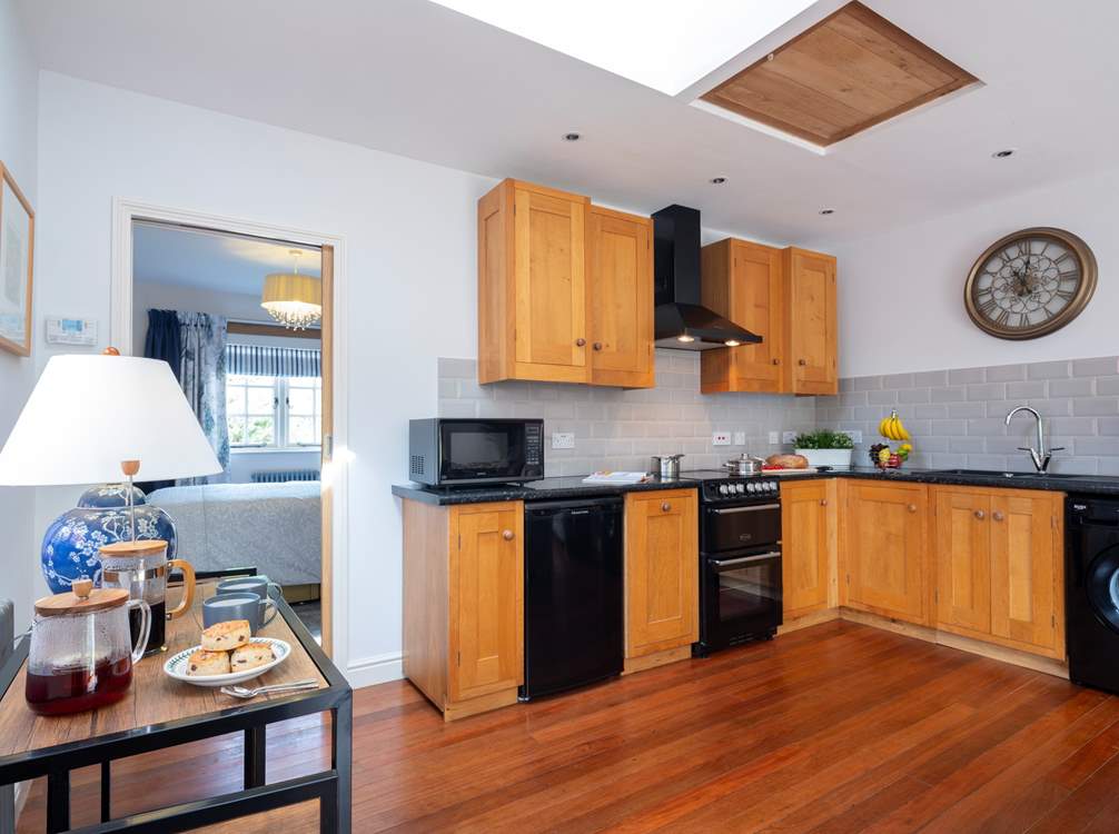 The kitchen and dining areas.