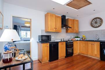 The kitchen and dining areas.
