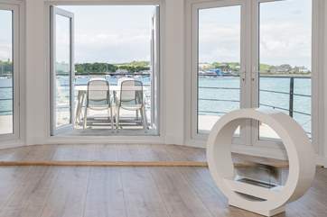 There are panoramic views from the living-room and a feature gas fire.