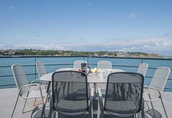 Dine in style overlooking Bembridge harbour. *Outdoor furniture is now teak.  New photographs to come.