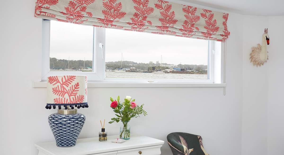 View of the harbour at high tide through the main bedroom window.