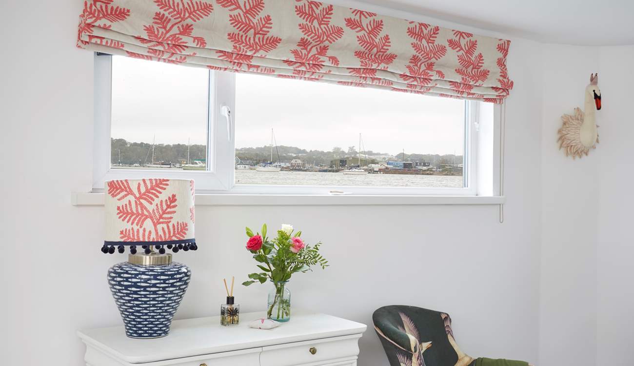 View of the harbour at high tide through the main bedroom window.