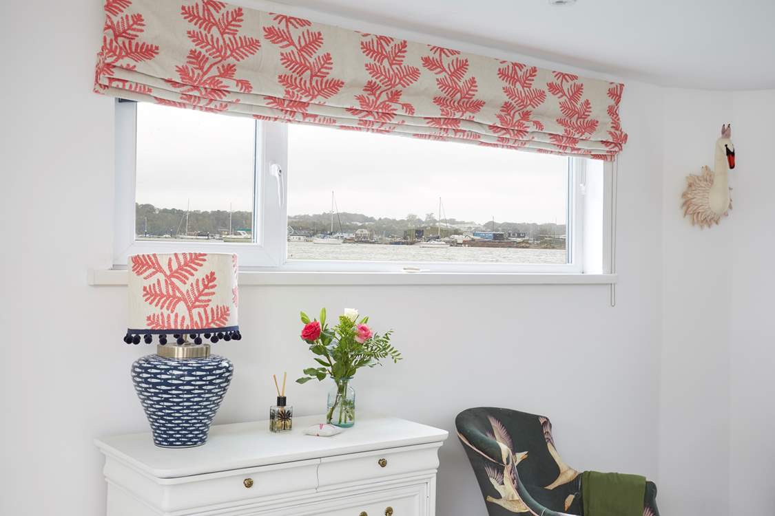 View of the harbour at high tide through the main bedroom window.