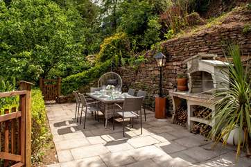 Dining on the garden terrace, what a perfect spot.