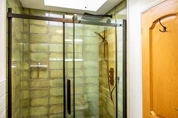 Enjoy a soak under the rainfall shower.