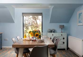 Framed to perfection, the elegant dining area.