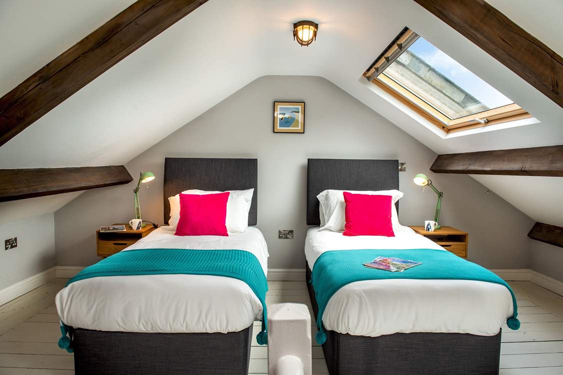 The twin bedroom is on the second floor.