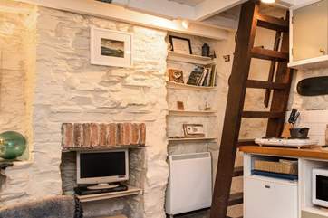 The ladder that takes you up to the bedroom - there are handles to assist you.