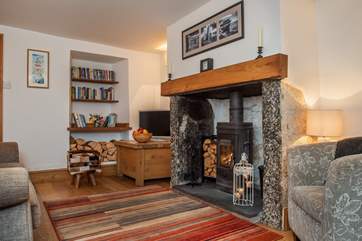 The toasty wood-burner is a welcome sight on chillier days.
