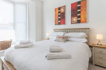 The second bedroom with king-size bed and Egyptian cotton sheets.