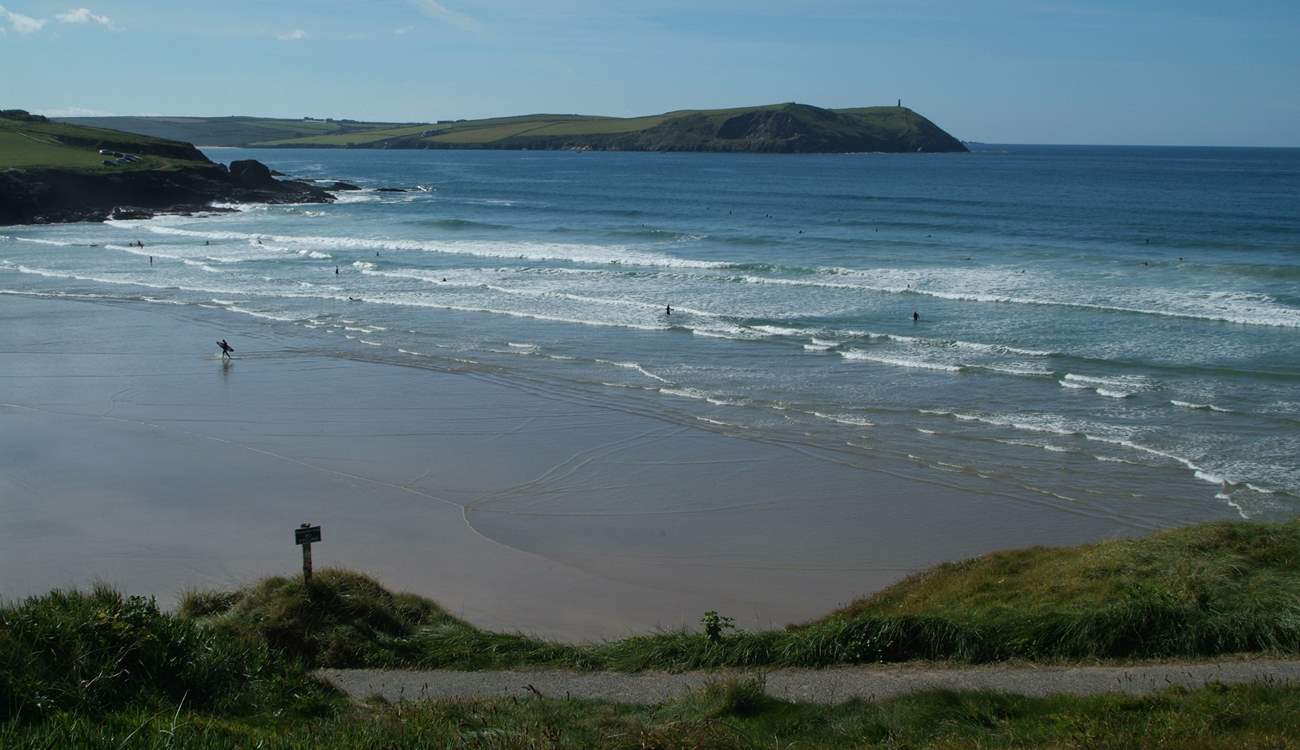 The beach at Polzeath is a surfer's paradise.