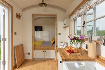 The dining table folds up and down with ease.