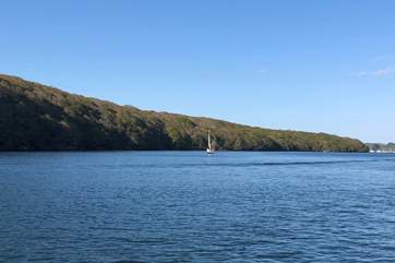 The calm waters are perfect for sailing.